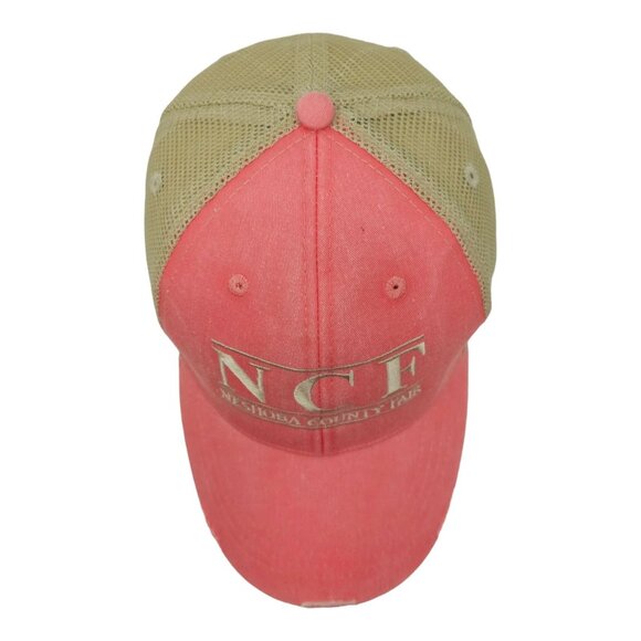 Neshoba County Fair NCF Distressed Mesh Snapback Cap Trucker Baseball Hat Coral - Picture 6 of 13